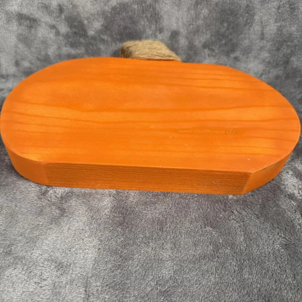 Wooden Pumpkin Halloween Fall Decor 10.5 Inches Orange Rustic